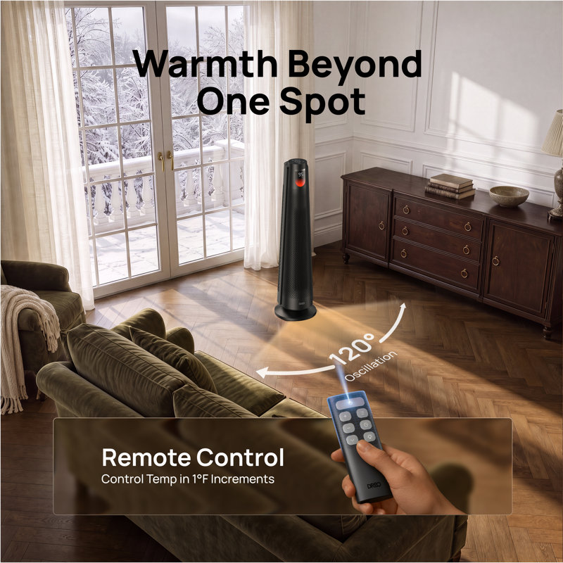 Chaufferette DREO 712, 1500W, 120 ° oscillation, 10 niveaux de chaleur avec 5 vitesses de ventilateur