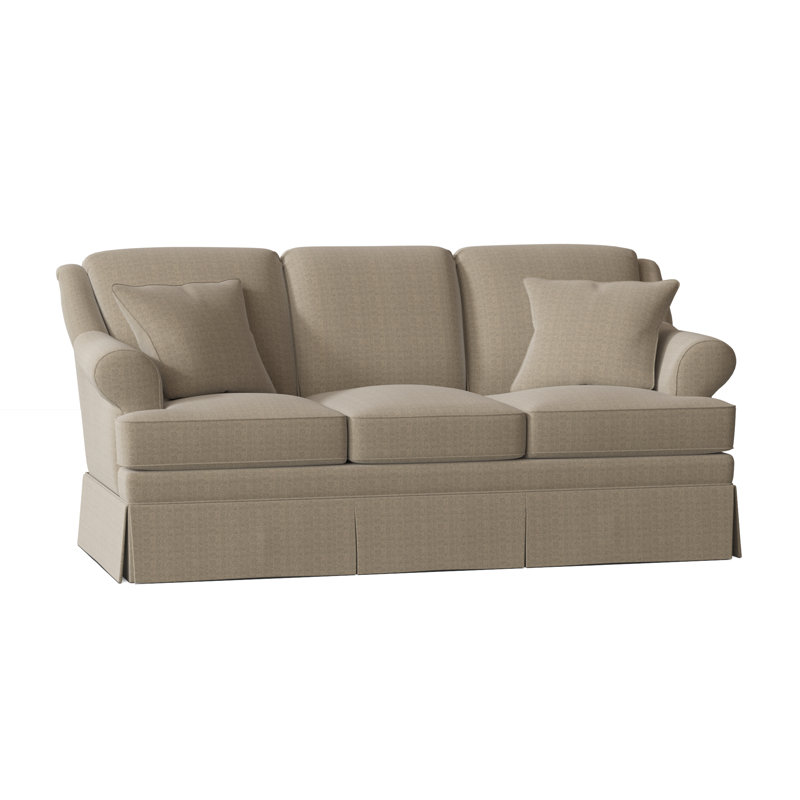 Canapé à accoudoirs arrondis de 73 po avec coussins réversibles Connor, Chenille performance taupe Beantown 21, Non