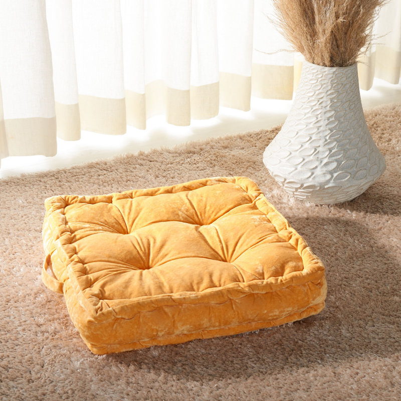 Belia Floor Pillow, Yellow, 18"H x 18"W