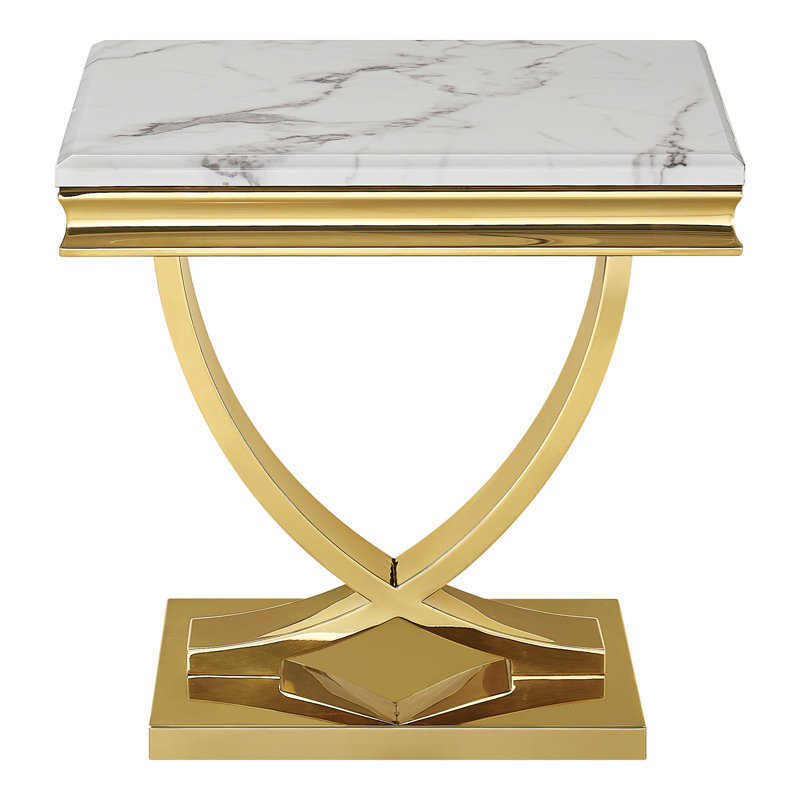 Table de bout en pierre frittée Hedberg, White