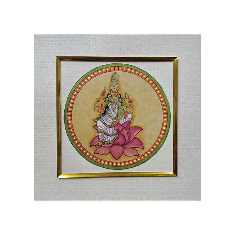 Peinture Maa Lakshmi Ganjifa-Style | Couleurs naturelles sur papier | Par Babita