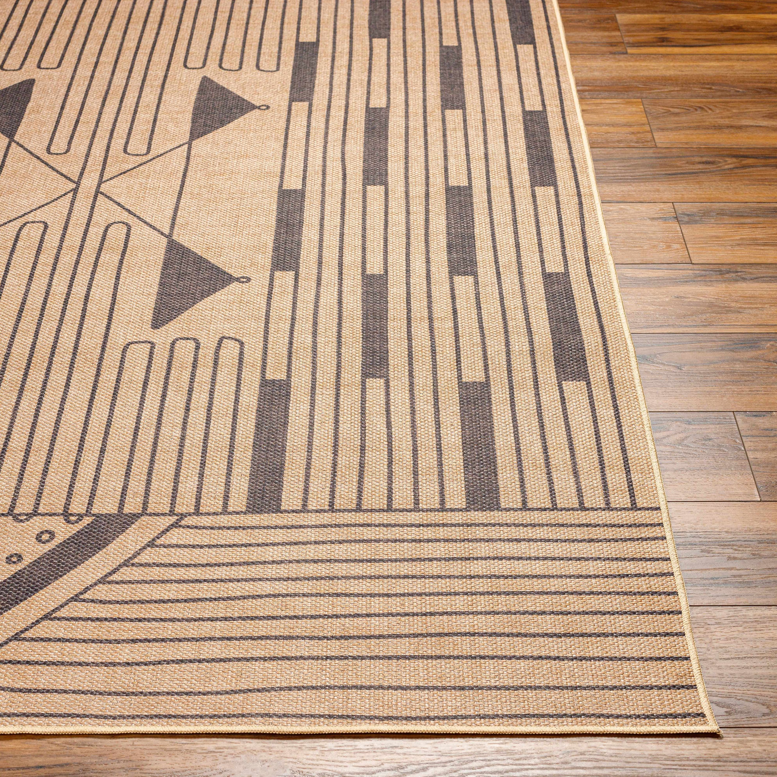 Glenda Abstract Tan Rug, Rectangle 3' x 5'