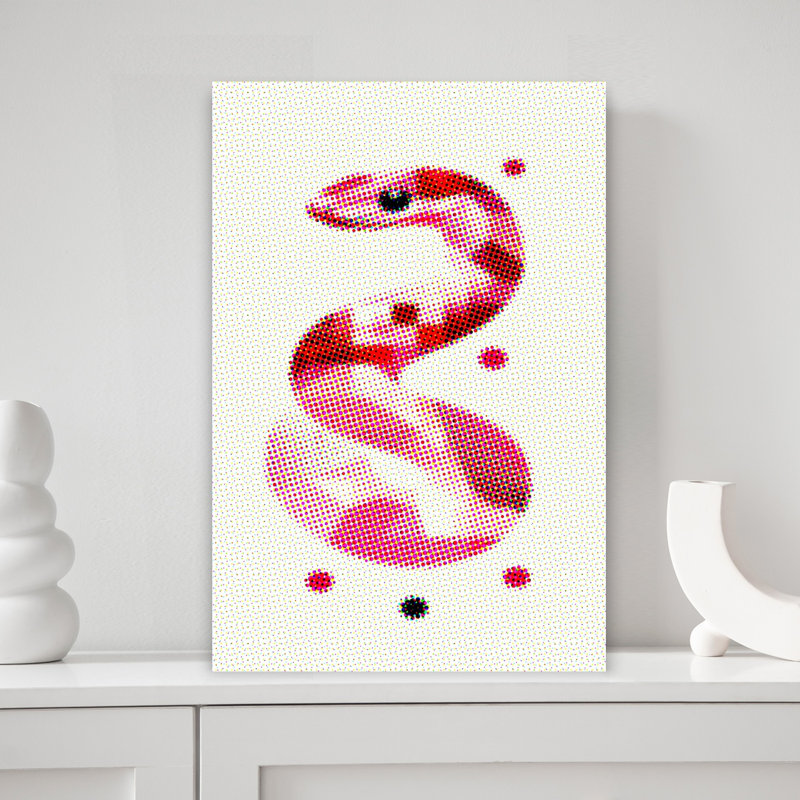 Pink Dotted Snake Abstract Minimalist Modern Snake Wall Art Print 1 Piece Wrapped Canvas Wall Art, 45.72cm H x 30.48cm W