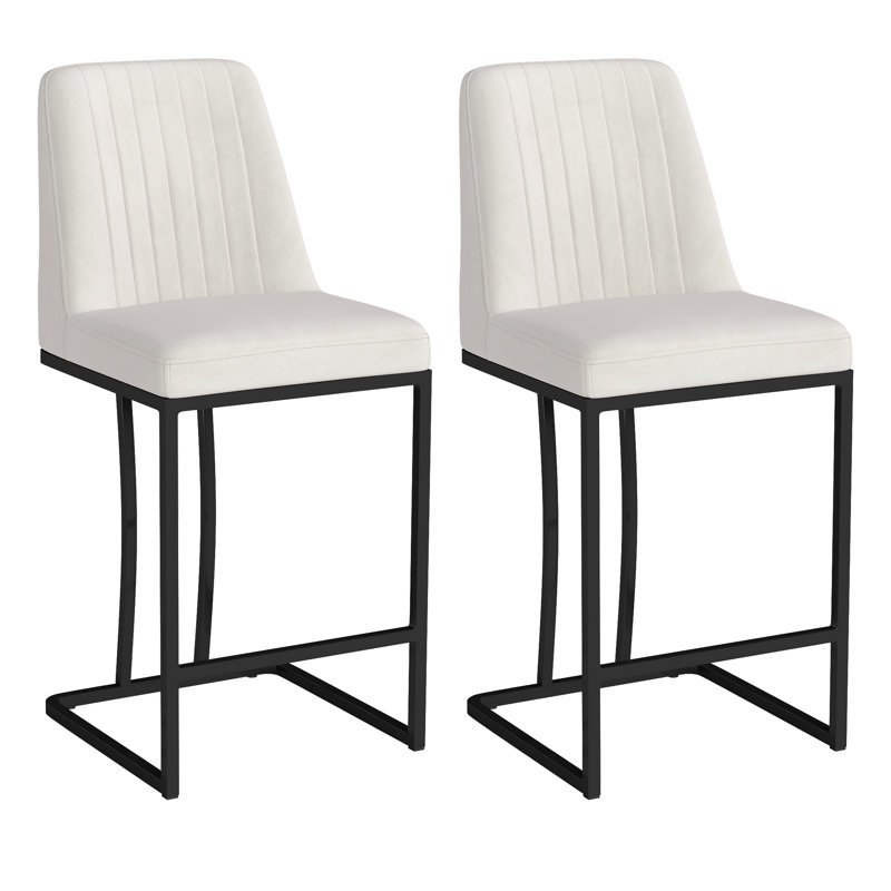 Irvona 24.8'' Counter Stool, White Velvet