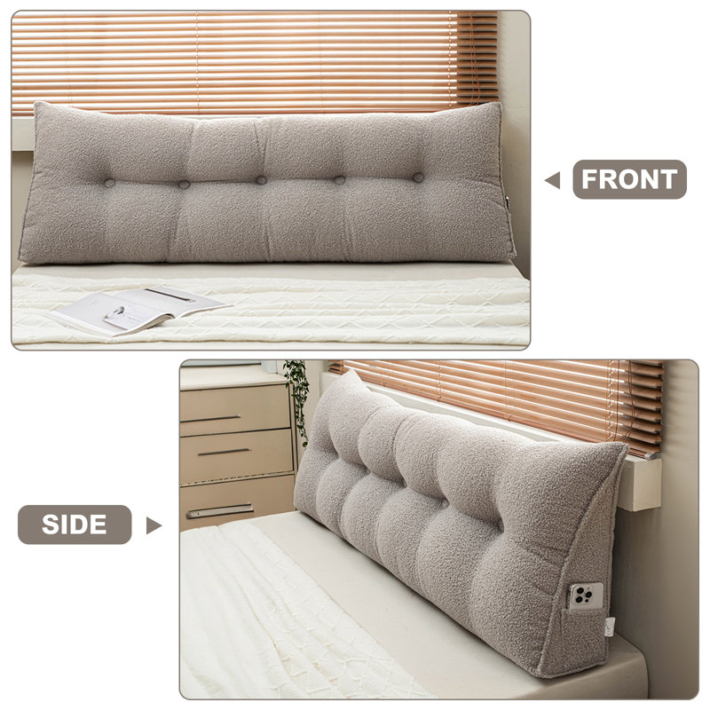 Triangular Backrest Support Headboard Wedge Pillow, 19.7"H x 59"W, Grey