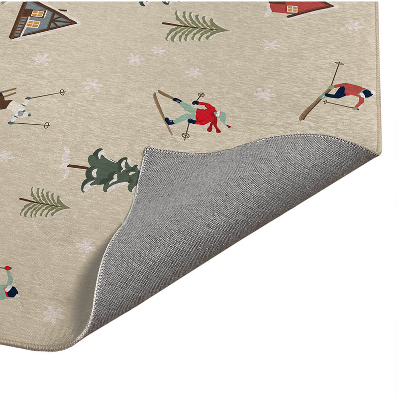 Tapis de lessive léger antidérapant Downhill, 49 "L x 6 "H, Ivory Geometric