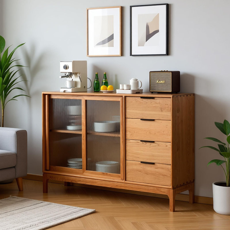 Buffet multifonctionnel en bois massif avec rangement, H 39,37 po x l 55,11 po x P 15,74 po