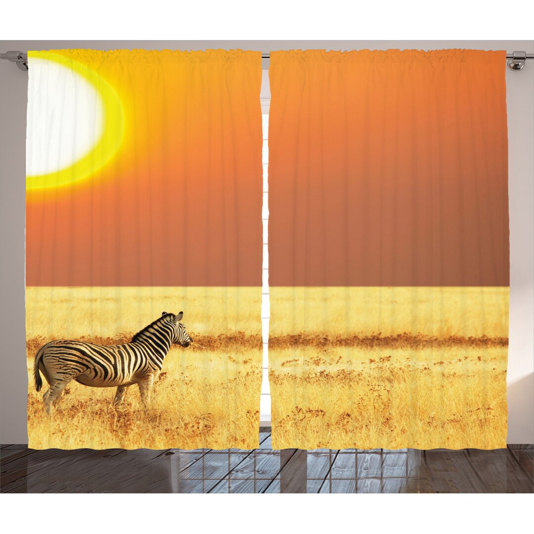 Rustikaler Vorhang, Tropical Sunset Tier, Zebra, Gelb Orange Schwarz