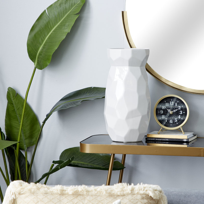 Vase de table en céramique blanc 16,25 po
