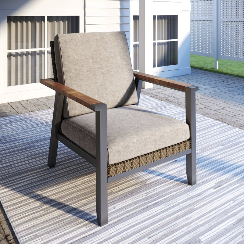 Chaise longue de patio avec coussins Bertolde
