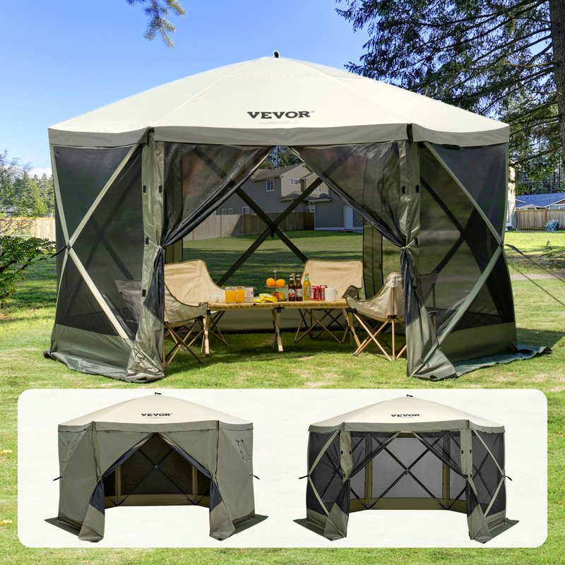 Vevor 12x12 ft Gray Hexagon Folding Canopy Gazebo