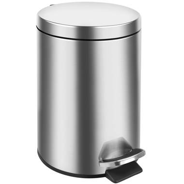 GLAD Small Trash Can, 1.2 Gallon | Round Stainless Steel Garbage Bin with  Soft Close Lid & Step Foot Pedal | Metal Waste Basket with Removable Inner