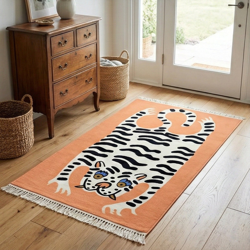 Tapis tissé à deux têtes