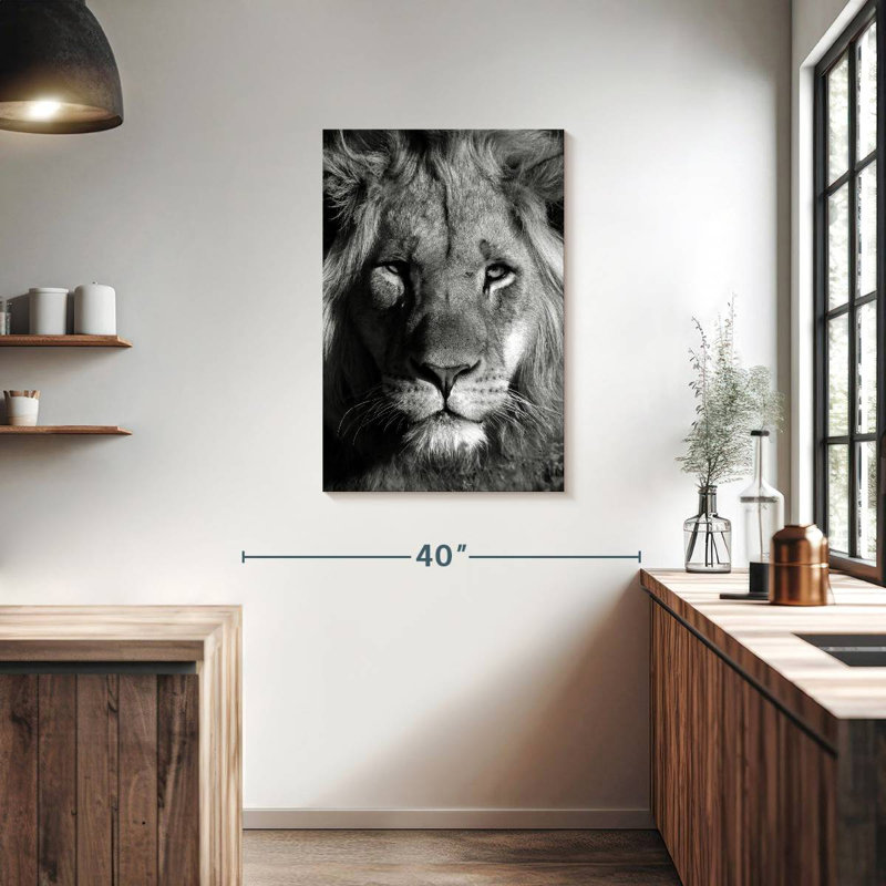 Brampt Monochromatic Lion Head, 36" H x 24" W