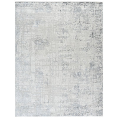 Tapis en polyester / polypropylène tissé à la machine en ivoire / gris / gris foncé
