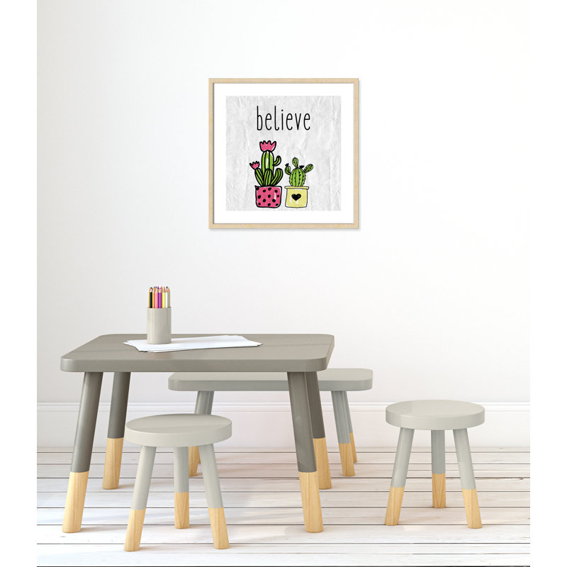 Cactus B, art encadré, 22.5" H x 22.5" W x 1.18" D, Cadre boîte beige
