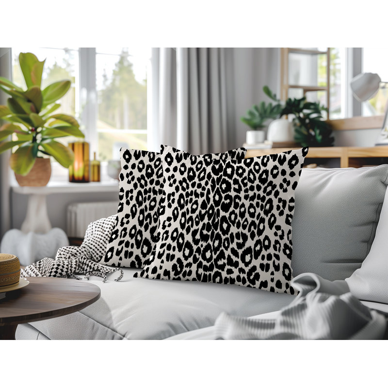 Oreiller réversible intérieur / extérieur à imprimé zébré Dibi, 18x18, Black