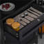 Élégant buffet avec tiroir de rangement noir pour garde-manger, espace pour micro-ondes et tablettes réglables pour l'organisation des pots de couleur et de la vaisselle