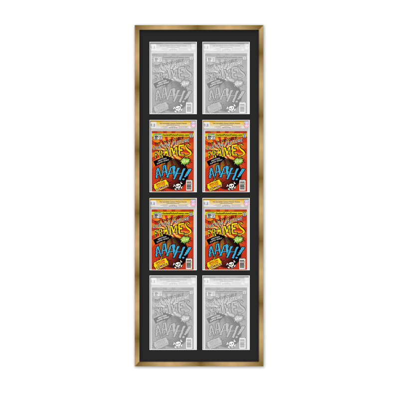 Wood Picture Frame with Mat, 8.125" x 13", Black/Gold, 30" x 58.5"