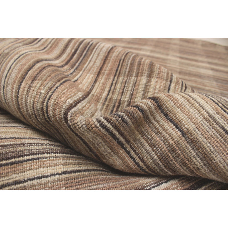 Tapis brun clair en laine tissé à la main Wickman
