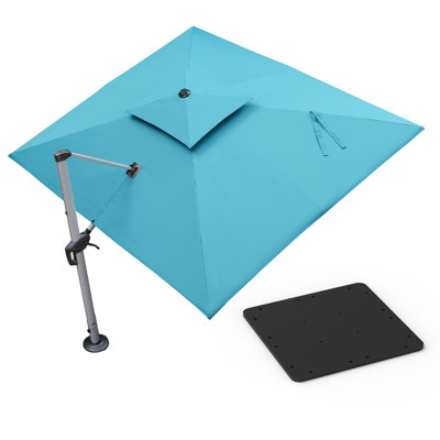 Hokku Designs 9' X 11' Rectangle Cantilever Umbrella With Steel Plate Base,Turquoise Blue