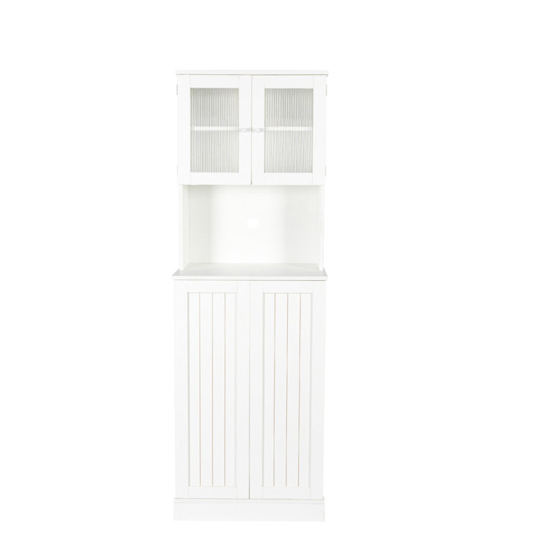 Armoire de garde-manger, grande armoire de rangement de salle à manger, huche de cuisine autoportante avec portes et tablettes réglables Cadenza, blanc