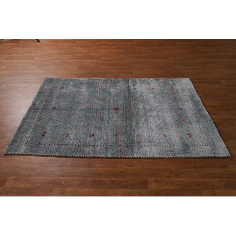 Striped Wool Gabbeh Indian Rug 4x6