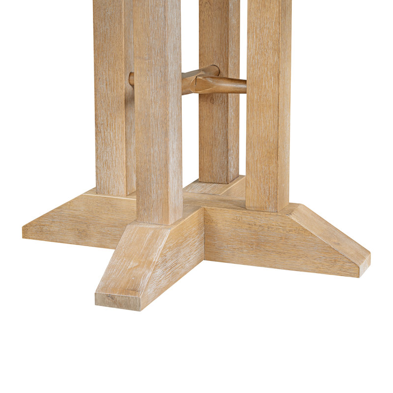 Table de salle à manger ronde extensible Hartwell en bois d'hévéa avec piètement en forme de X, Bois naturel délavé