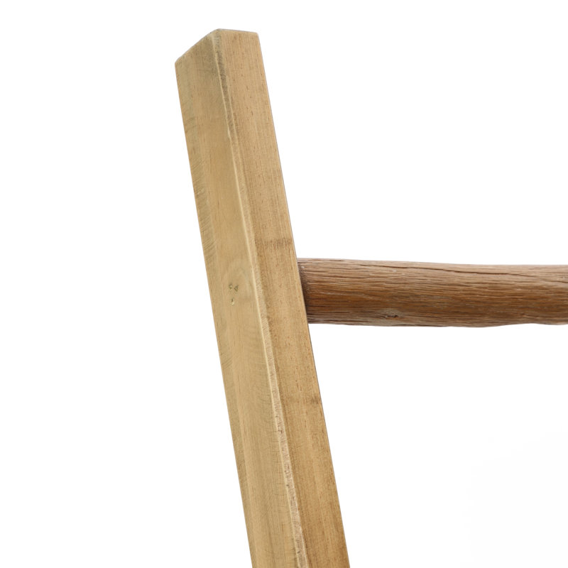 Échelle à couvertures autoportante en bois massif de 179 cm avec tablette de rangement