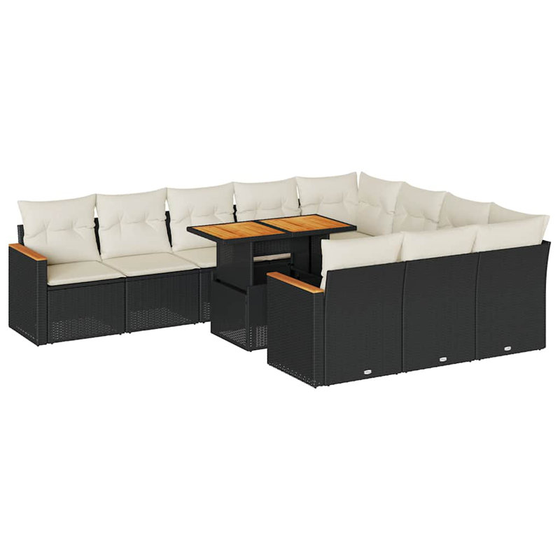 Ensemble de canapé de jardin Vidaxl noir, blanc crème