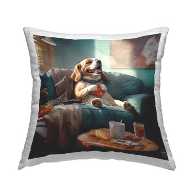 Happy Relaxing Dog Outdoor Printed Pillow by Jim Baldwin