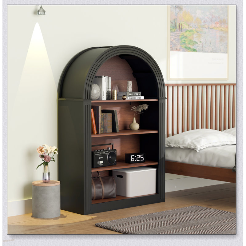 Bibliothèque arquée à 4 tablettes de hauteur, organisateur en bois spacieux pour les livres et la décoration, idéal pour la maison et le bureau