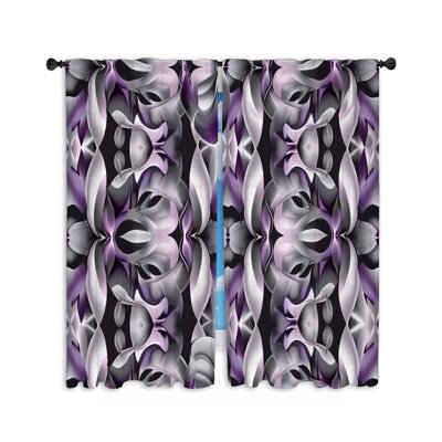 Stylized Petals Artwork Room Darkening Curtain Pair