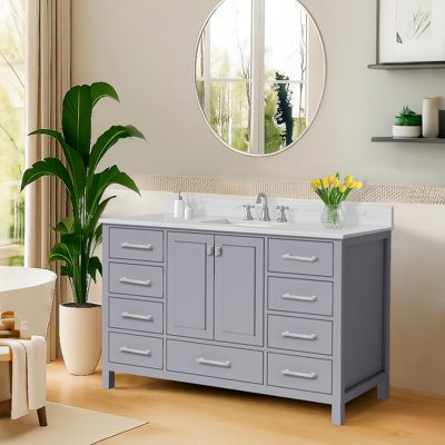 54 In. W X 22 In. D Single Sink Bath Vanity With Engineered Top
