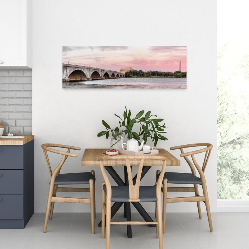 Arlington Memorial Bridge With Lincoln Memorial And Washington Monument In The Background Washington DC USA by Tom Sheckels - Wrapped Canvas Panoramic Print
