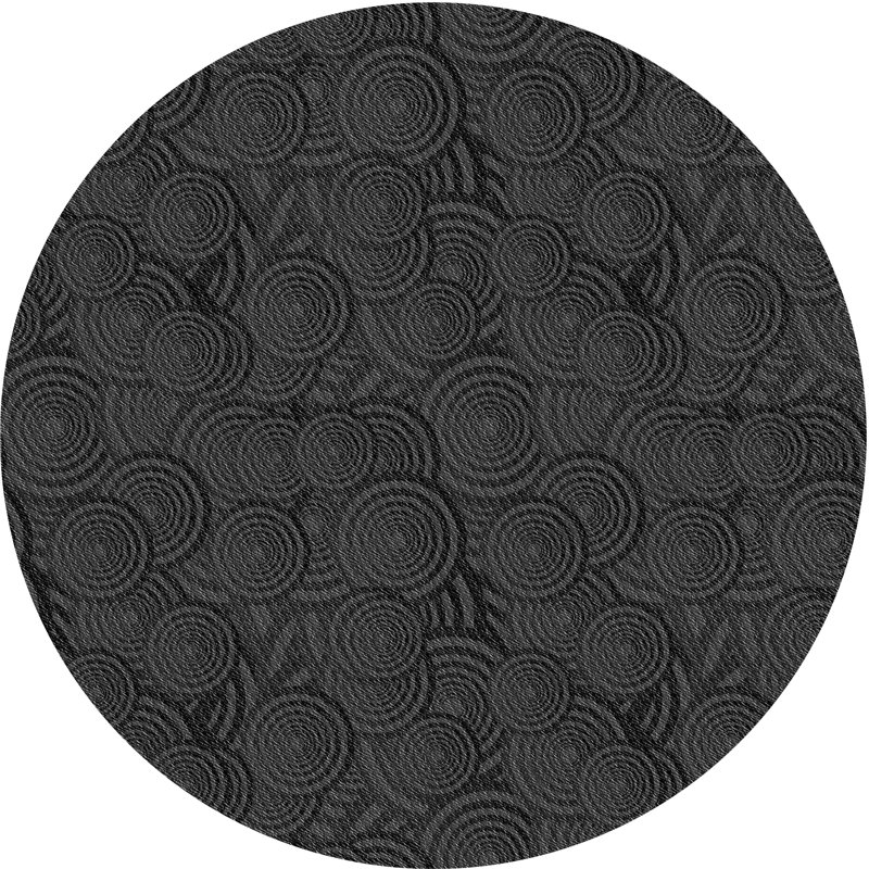 Tapis noir à motifs géométriques, Rond 5 pi