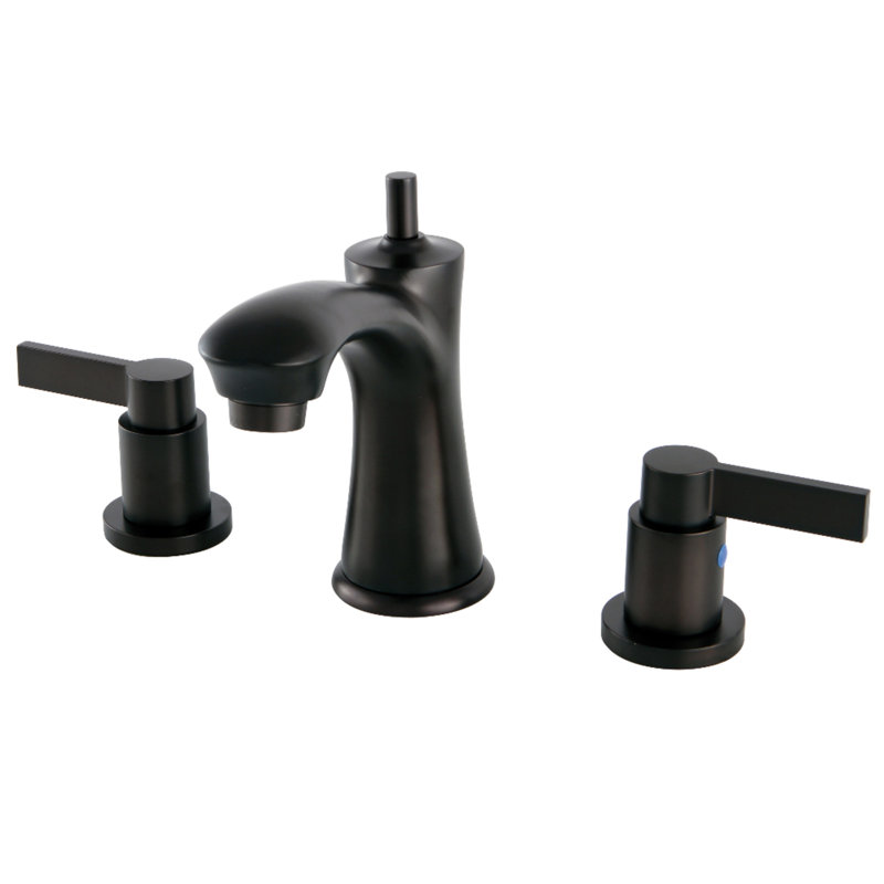 Kingston Brass NuvoFusion Two-Handle 3-Hole Deck Mount Widespread Bathroom Faucet with Retail Pop-Up Drain, Oil Rubbed Bronze