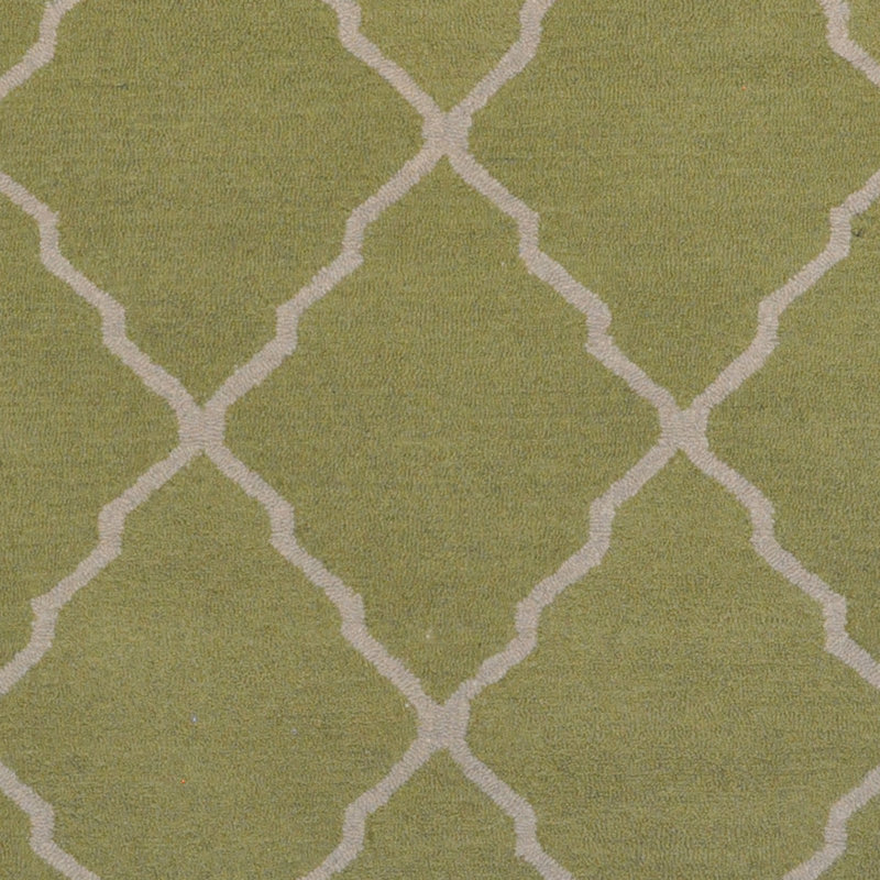 Tapis vert en laine touffeté à la main à motif géométrique Chorlton