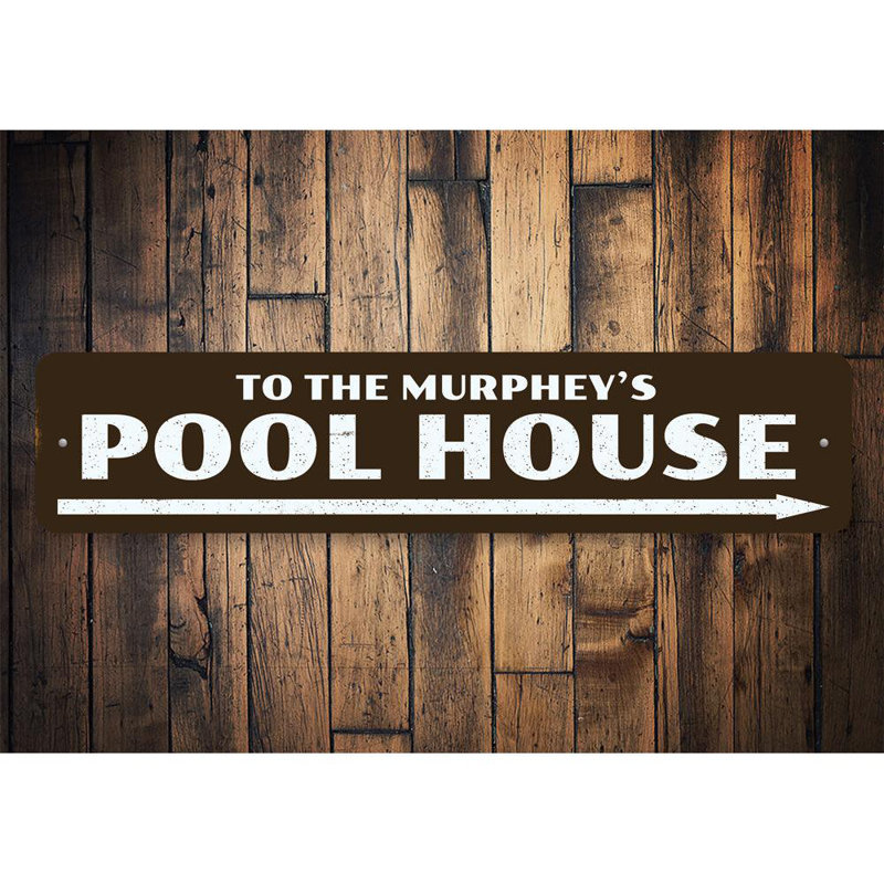 Enseigne personnalisée en aluminium Pool House, H 4 po x l 18 po x P 0,04 po