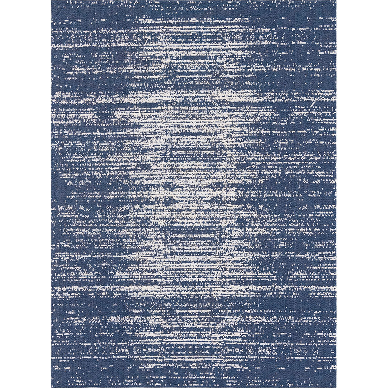 Tapis bleu marine / ivoire Draco, Rectangle 7 pi 5 po x 10 pi