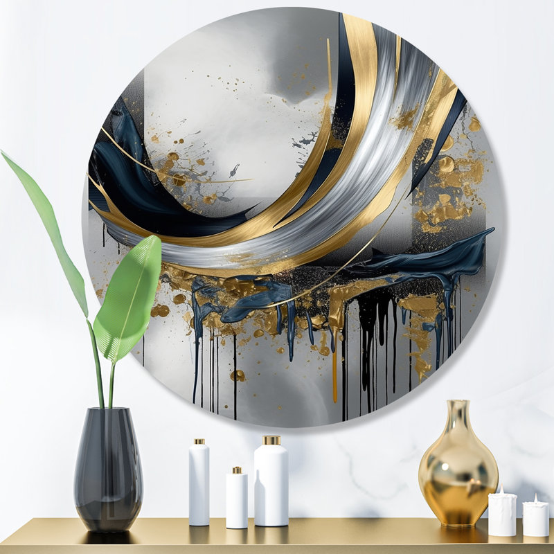 Shapes And Lines Abstract Marble V Abstract Wall Decor on Metal, 16" H x 16" W x 1" D