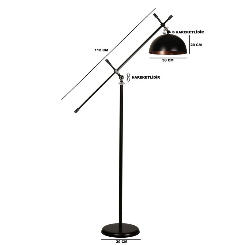 Luro Sleek Floor Lamp with Metal Body, Black & Chrome Finish, 70.9 in Height | 11.8 in Cap Diameter, 11.8 in Base Diameter | E27 Socket, Max 60W | Stylish Lighting for Living Room, Bedroom, or Office, On/Off Switch Included