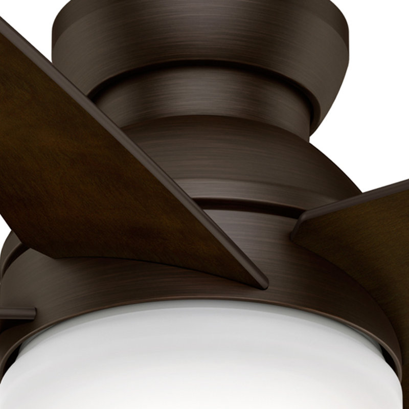 44" Isotope 5 - Blade LED Flush Mount Ceiling Fan with Wall Control and Light Kit Included, Brushed Cocoa