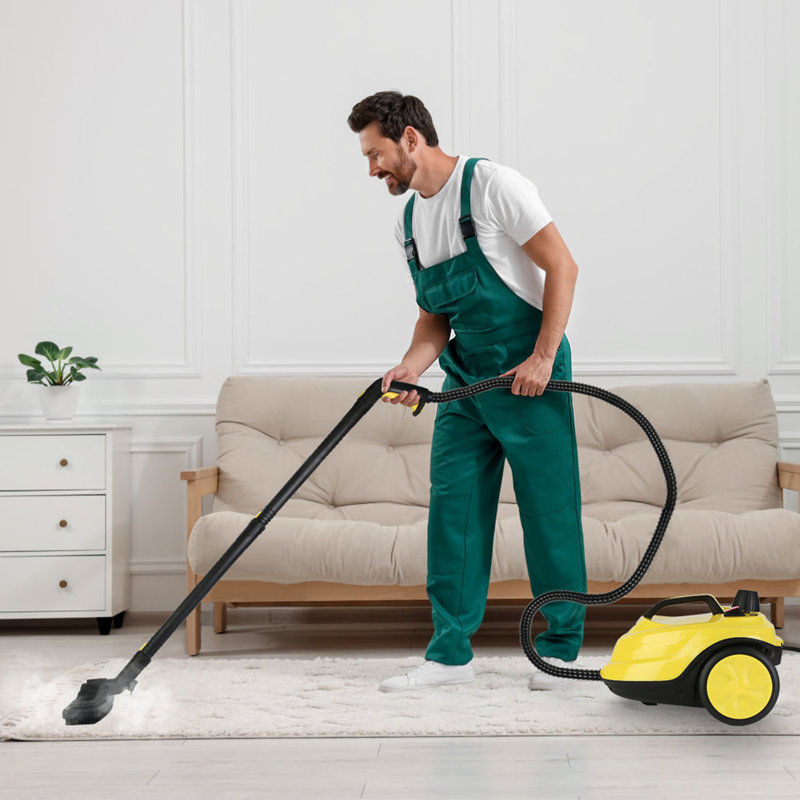 Nettoyeur à vapeur haute pression de 1800 W avec roues, réservoir de 2 L et 15 accessoires de nettoyage, tapis à revêtement de tapis à revêtement de sol propre