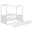  Lit de jour à baldaquin simple avec couchette simple, structure en bois massif, blanc-406068402