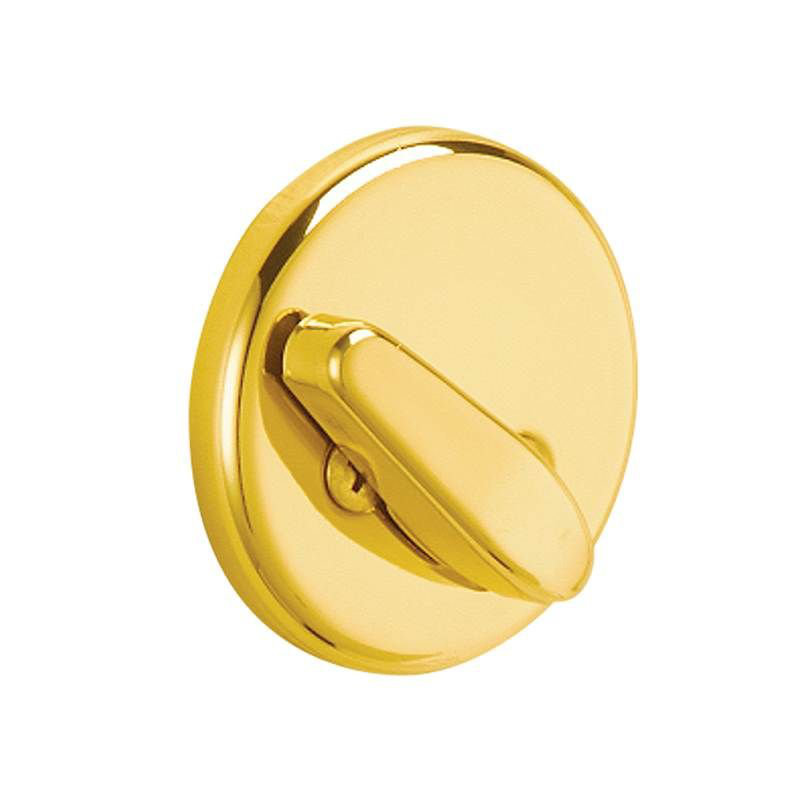 One-Sided Deadbolt Thumbturn with Exterior Plate, Bright Brass