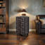Commode décorative 4 tiroirs Urbana avec sangles à boucles et clous dorés