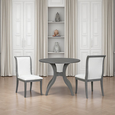 Ensemble de table de salle à manger: table ronde de 39,4 po + 2 chaises - ensemble de cuisine traditionnel en bois massif avec plateau de table incrusté