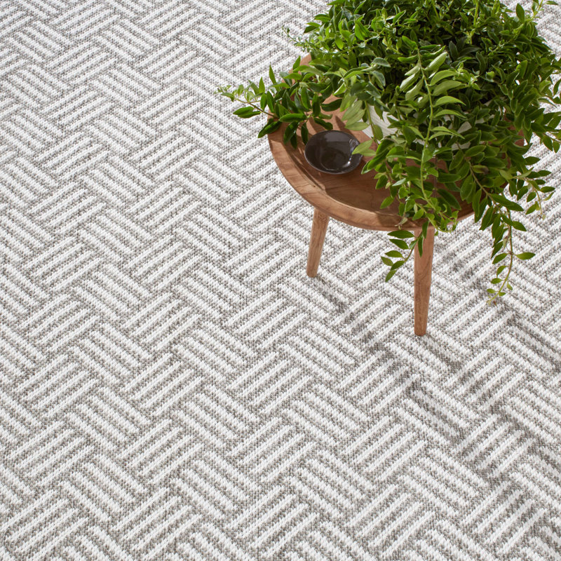 Crisscross Platinum Handwoven Indoor/Outdoor Rug, Rectangle 3' x 5'