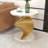 20'' Faux Marble Gold Side Table White Top with Metal Spiral Pedestal Unique Veining Heat Scratch Resistant Modern Style Durable Versatile for Sofa Nightstand Office-766494438